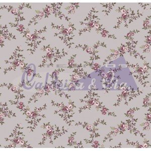 Tecido Estampado Floral Di Rose cor - 04 (Cinza Vintage)